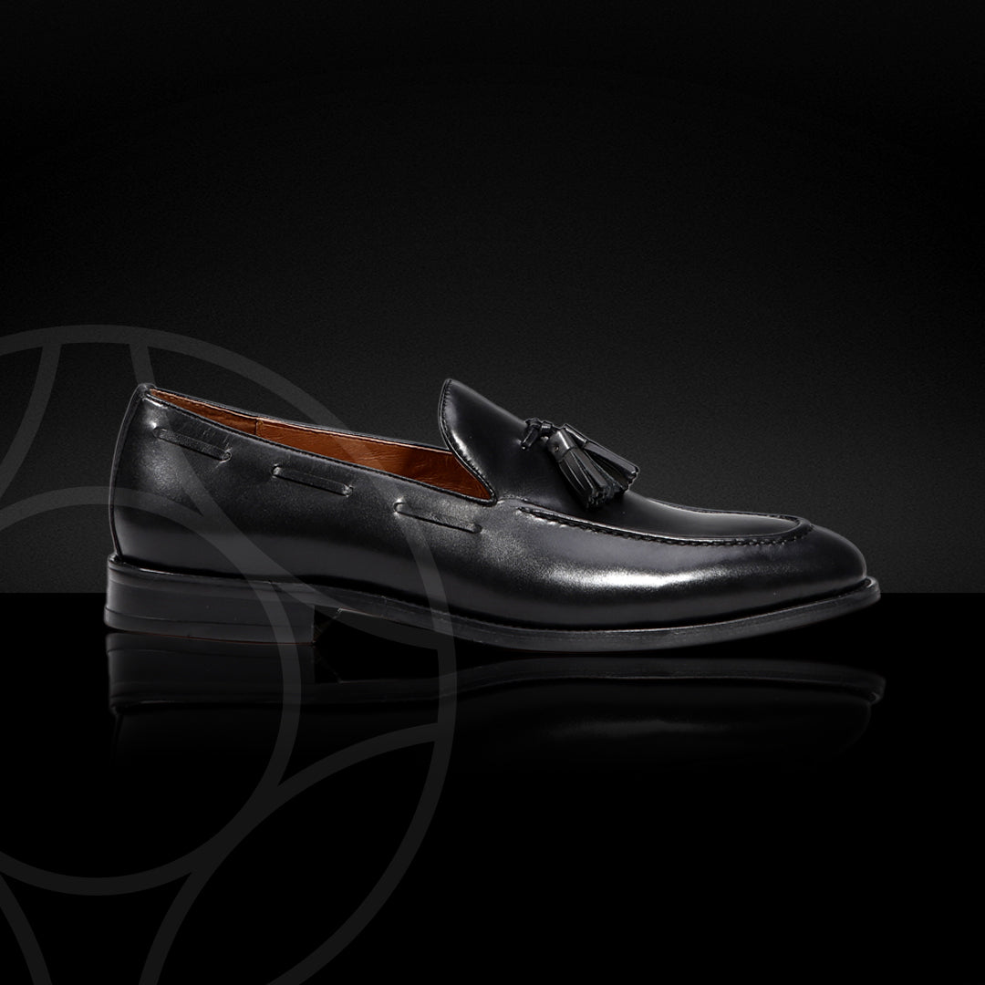 LUKE Classic Loafer with Tassels, Crafted in Italian Patina Coloured Leather