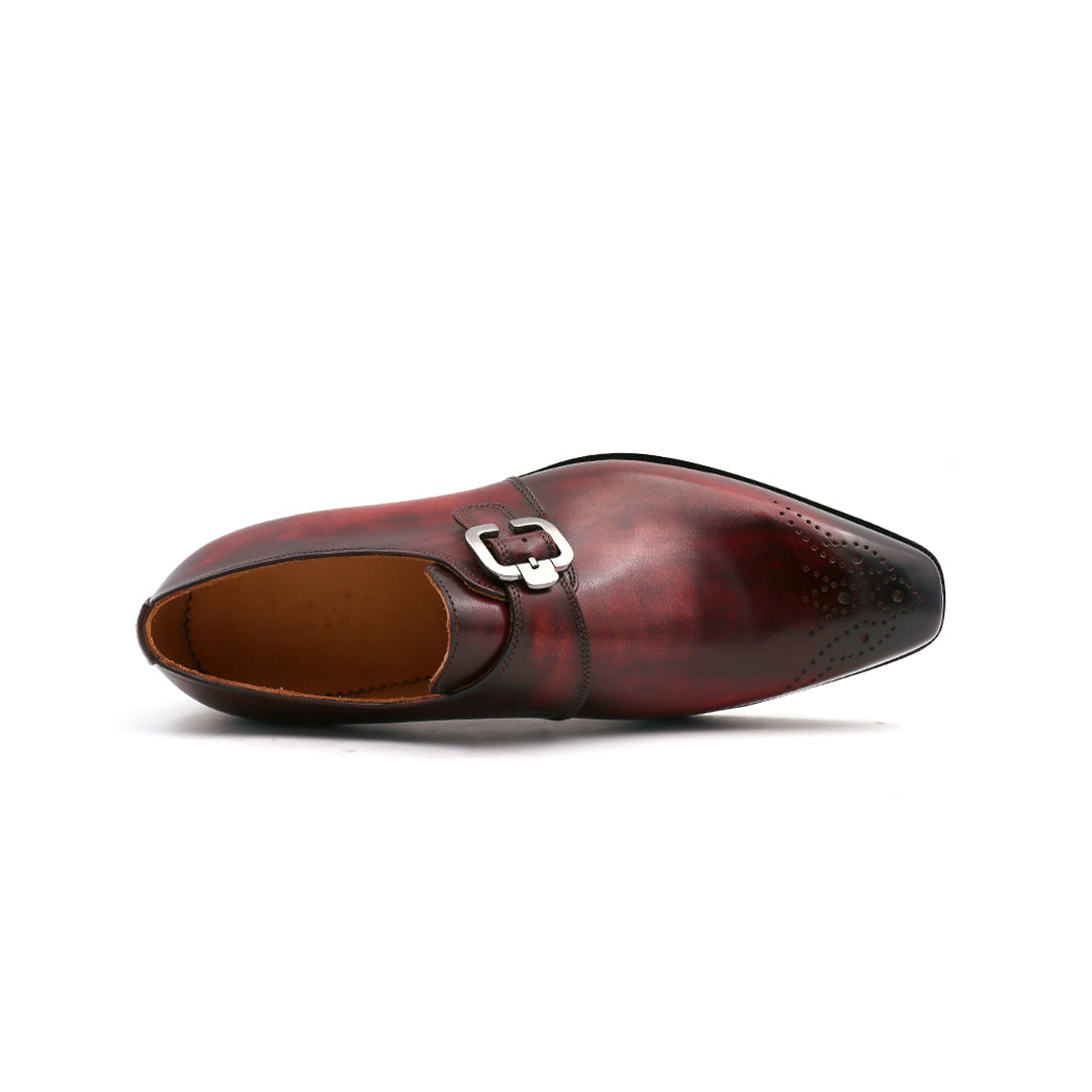MILES Single Monk with Toe Cap, Crafted in Hand Patina Leather