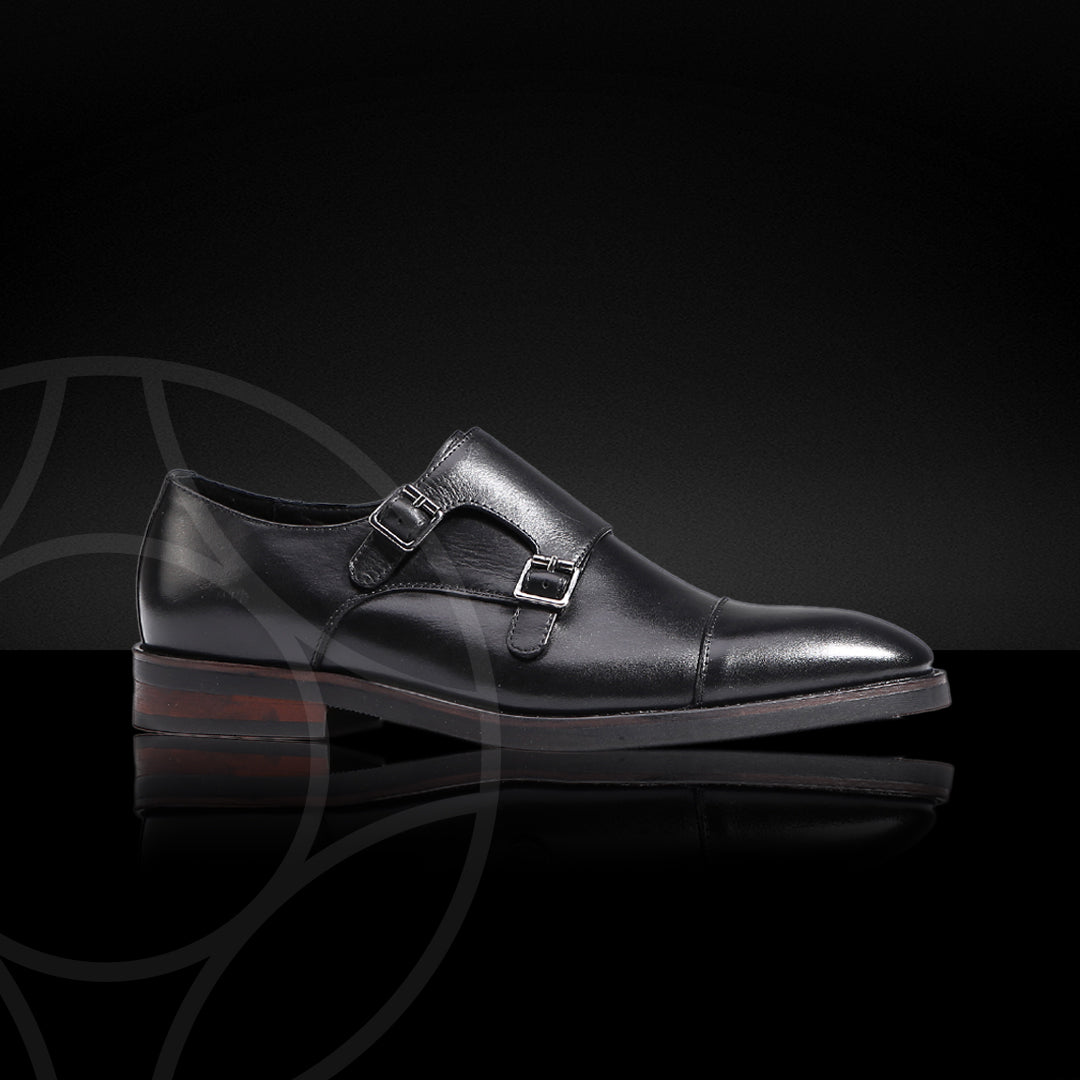 MALCOM Classic Monk Double Strap, handcrafted in Patina Italian Leather