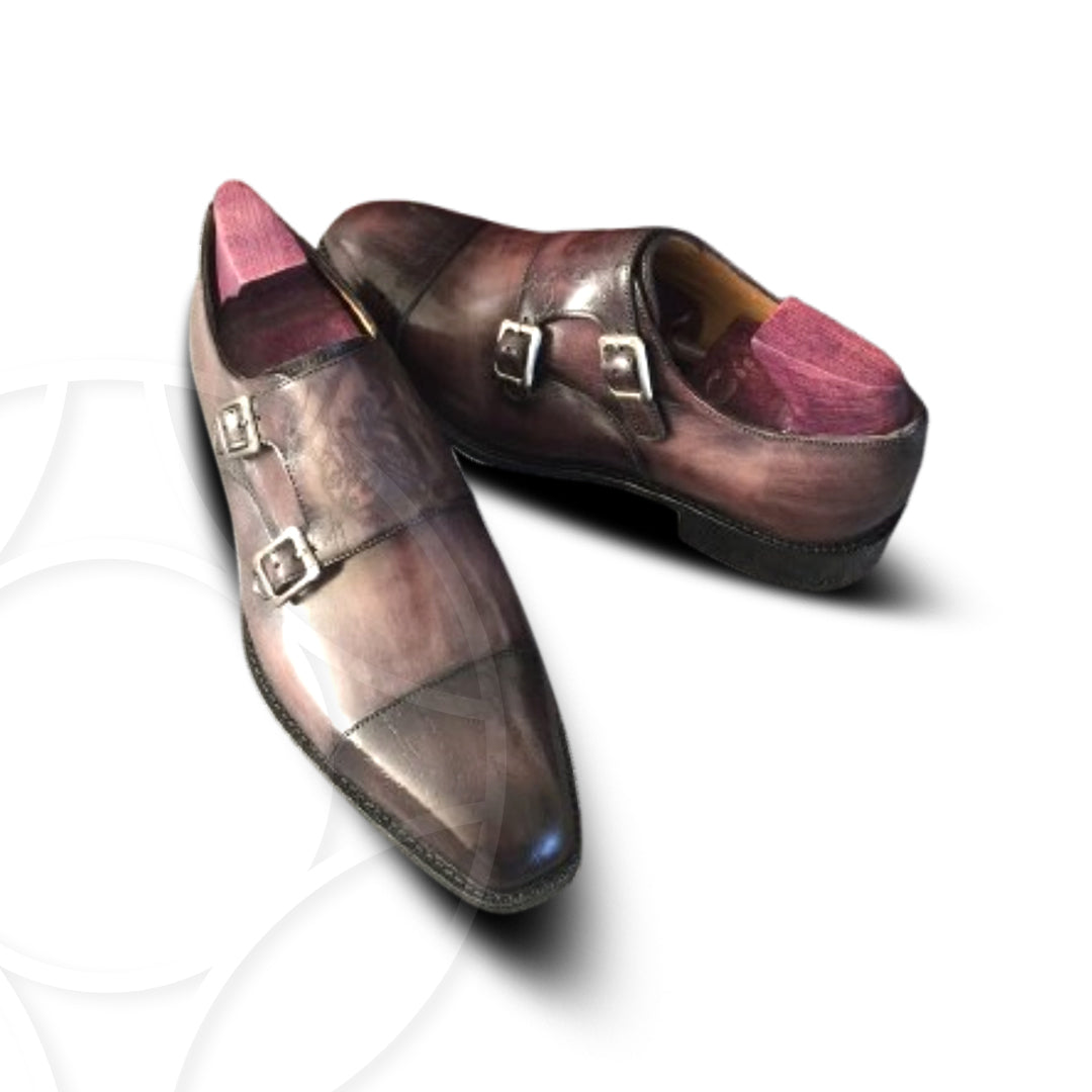 MICAS Premium Double Monk Crafted in Hand Patina Leather
